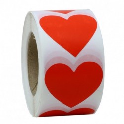 Hybsk Red Color Coding Dot Labels 1.5" Love Heart Shape Natural Paper Stickers Adhesive Label 500 Per Roll 