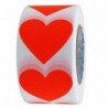 Hybsk Fluorescence Red 1.5" Love Heart Shape Stickers Adhesive Label 500 Per Roll