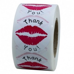 Hybsk Thank You Pink Kissing Lips Envelope Seals Stickers Total 300 Per Roll