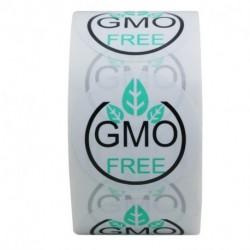 Hybsk GMO Free Labels 1.5 Inch Round 500 Adhesive Stickers On a Roll