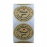 Hybsk Kraft Thank You Hand Made with Love with Red Heart Stickers 1.5" Inch Round Total 500 Adhesive Labels Per Roll