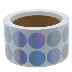 Hybsk Silver Color Coding Dots | Tiny Holographic Round Dot Stickers | 1" Labels--Total 1,000 Per Roll (1 roll)