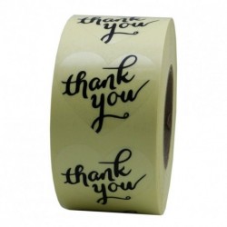 Hybsk Love Heart Clear Wafer Thank You Stickers with Black Ink 1.5 Inch Adhesive Labels 500 Per Roll