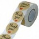 Hybsk 1.5" Inch Round Kraft Paper Thank You With Red Heart Stickers Total 500 Adhesive Labels Per Roll