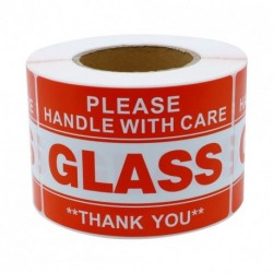 Hybsk 2"3" Handle with Care Thank You Glass Stickers Adhesive Label 300 Per Roll