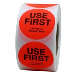 Hybsk Fluorescence"USE First" Trilingual Removable Label 1.5 Inch Total 500 Labels Per Roll (Fluorescence Green)