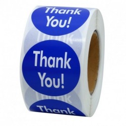 Hybsk 1.5" Round Thank you! Blue Stickers Self Adhesive Labels 500 Total Per Roll
