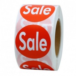 Hybsk Red Retail Sale Stickers 1.5" Round Circle Labels 500 Total Per Roll