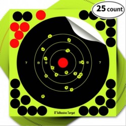 hycodest Targets - 8 inch Reactive Splatter Self Adhesive Shooting Targets Bright Fluorescent Yellow Upon Impact- Gun - Rifle - Pistol - Airsoft - BB Gun - Pellet Gun - Air Rifle (25 pcs)